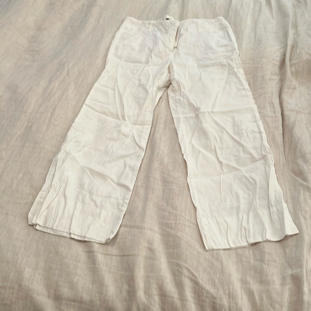 Theory, size 4, linen, viscose, spandex, crop pants